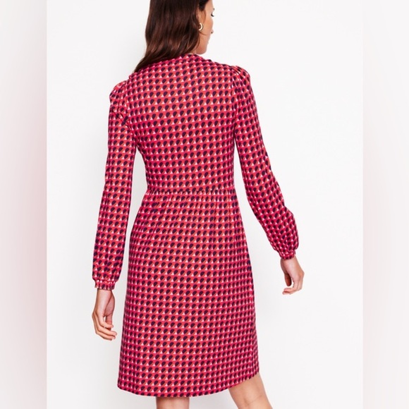 NEW Boden Naomi Relaxed Jersey Dress in Rouge/Red Sphere Geo Women’s 12R - Picture 2 of 9